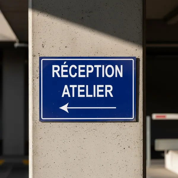 Panneau signalétique réception atelier flèche gauche direction