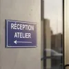 Panneau signalétique réception atelier flèche gauche direction