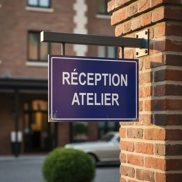 Panneau signalétique Réception atelier : Entrée et accueil (59 caractères)