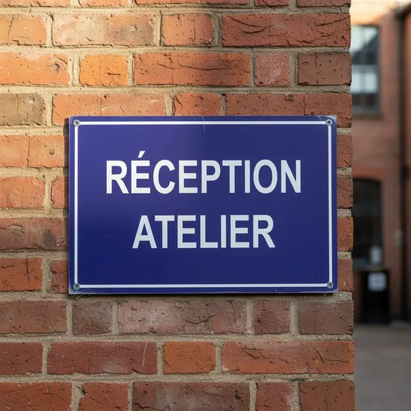 Panneau signalétique Réception atelier : Entrée et accueil (59 caractères)