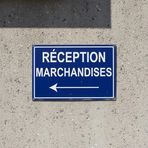 Panneau signalétique Réception marchandises flèche gauche
