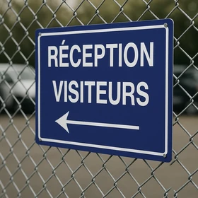 Panneau Réception visiteurs à gauche – Signalétique Bureau
