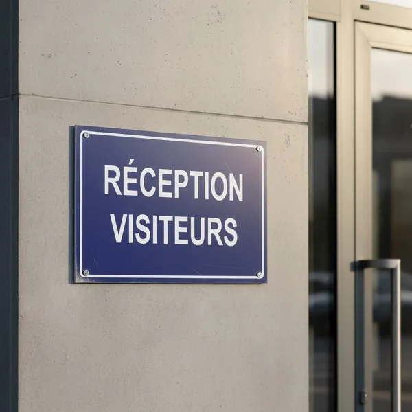 Panneau signalétique Accueil visiteurs pour entrée d’entreprise