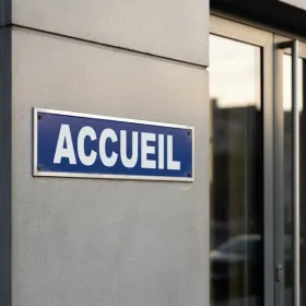 Panneau signalétique entreprise Accueil, entrée de site