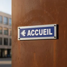 Panneau signalétique Accueil flèche gauche – Orientation entrée