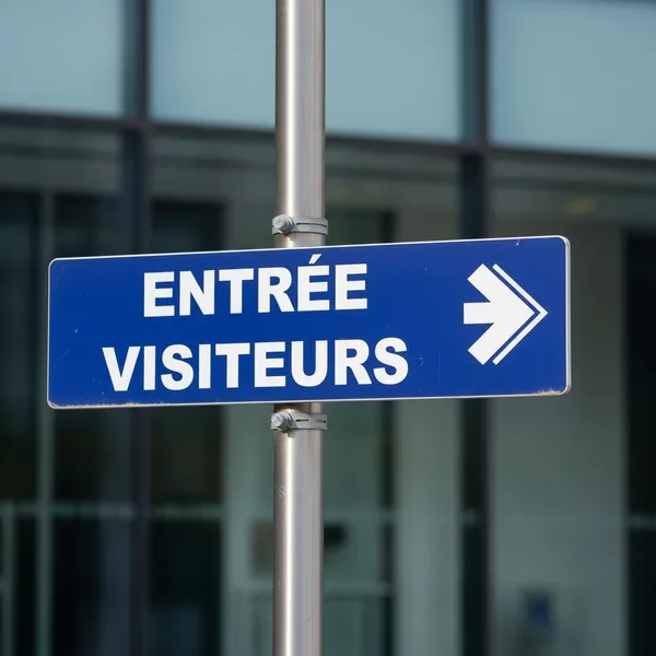Panneau Entrée visiteurs à droite - Hôtel, Restaurant, Gîte