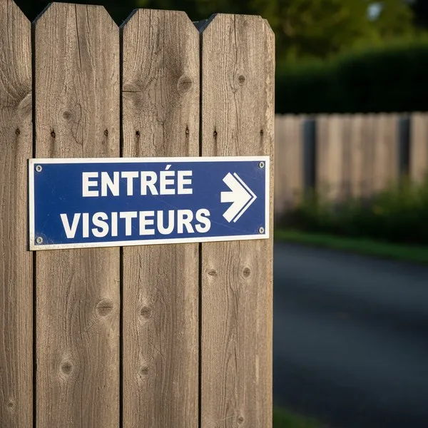 Panneau Entrée visiteurs à droite - Hôtel, Restaurant, Gîte