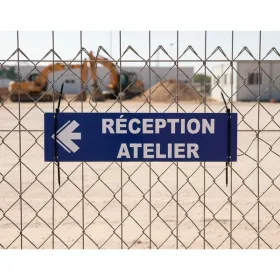 Panneau signalétique directionnel Réception Atelier flèche gauche
