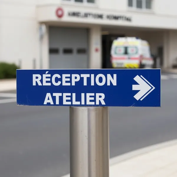 Panneau signalétique Réception Atelier flèche droite