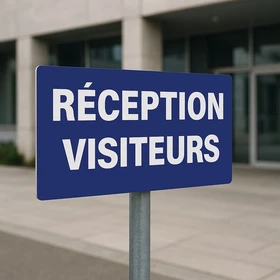 Panneau signalétique Accueil visiteurs pour entrée de réception