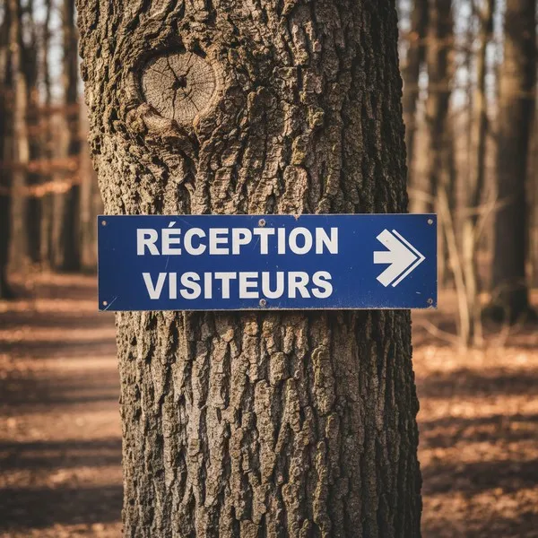 Panneau signalétique Réception visiteurs flèche droite entreprise