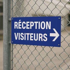 Panneau signalétique Réception visiteurs flèche droite entreprise
