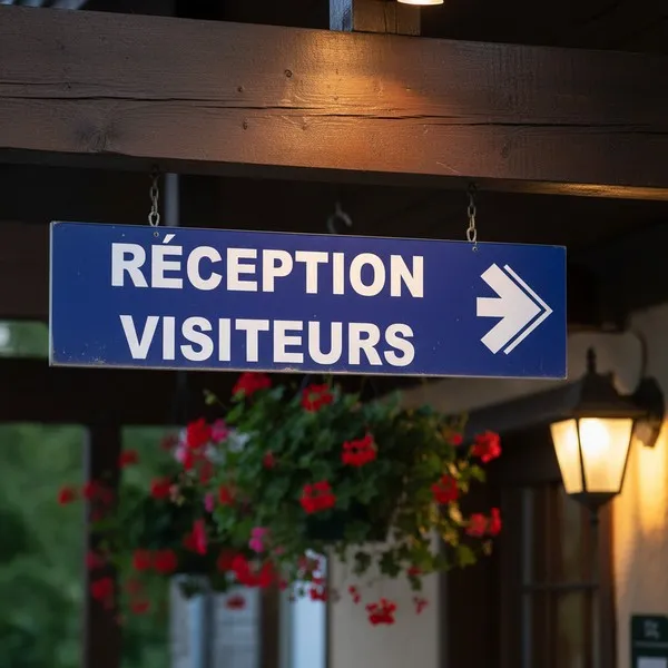 Panneau signalétique Réception visiteurs flèche droite entreprise