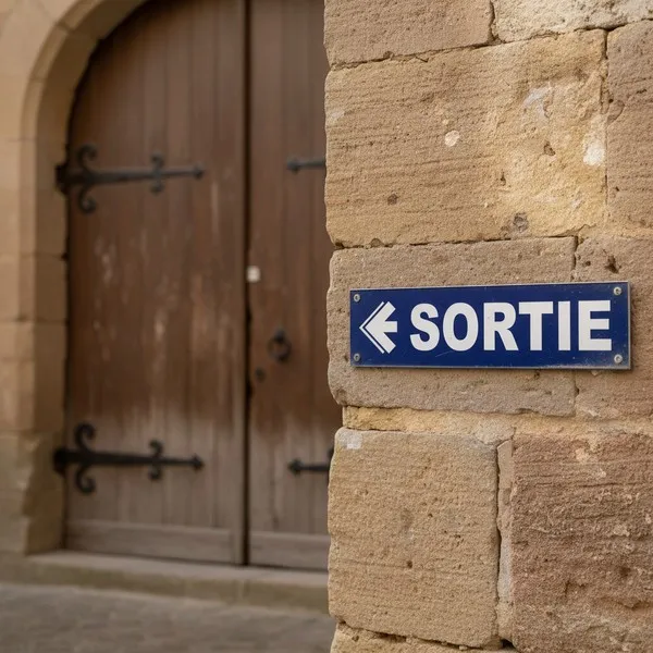 Panneau signalétique Sortie à gauche – sécurité bâtiment