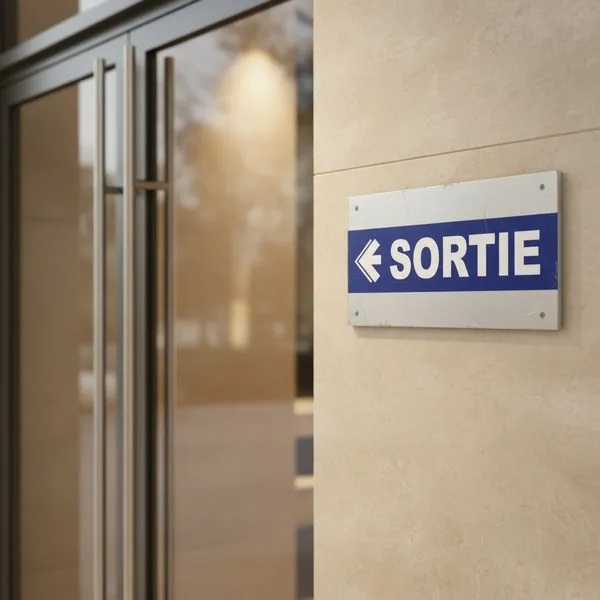Panneau signalétique Sortie à gauche – sécurité bâtiment