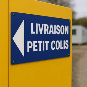 Panneau Livraison Petit Colis Flèche Gauche PVC – Parking