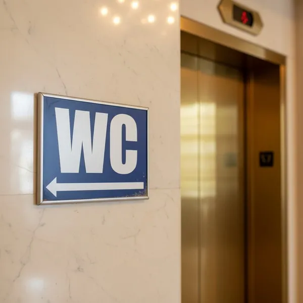 Panneau WC direction gauche – Panneau toilettes