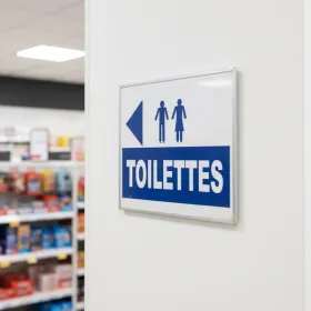 Panneau toilettes direction gauche – Panneau toilettes