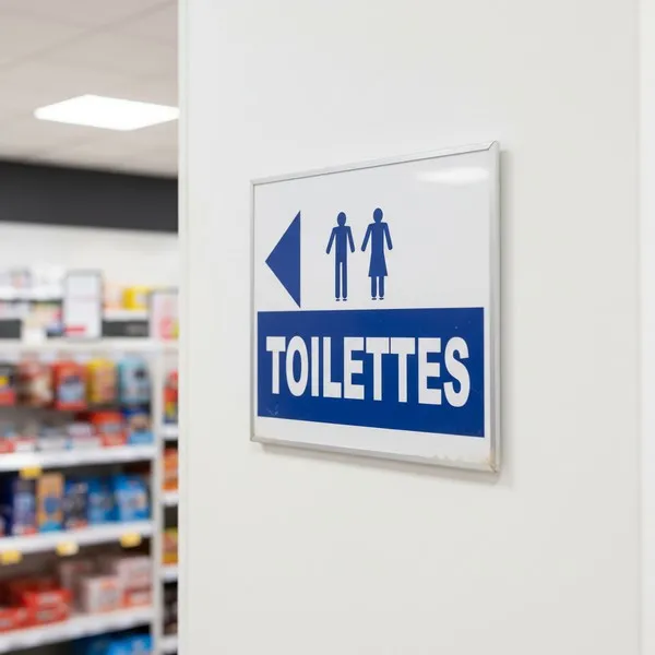 Panneau toilettes direction gauche – Panneau toilettes
