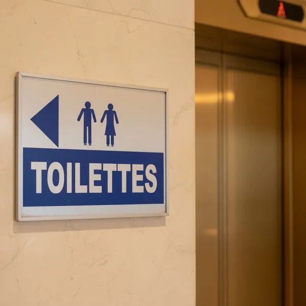 Panneau toilettes direction gauche – Panneau toilettes