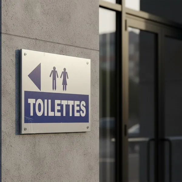 Panneau toilettes direction gauche – Panneau toilettes