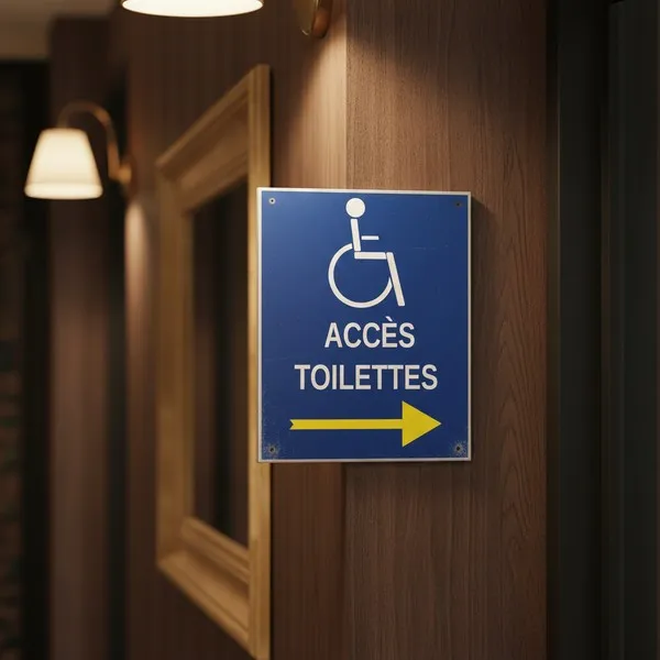 Panneau Toilettes Handicapés à Droite - Accès PMR