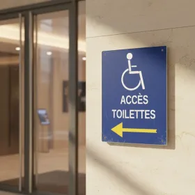 Panneau accès toilettes PMR à gauche – Panneau handicapé - PMR
