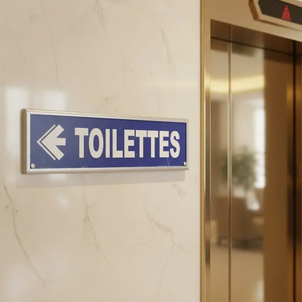 Panneau Toilettes à gauche – Panneau hôtel, restaurant, gîte