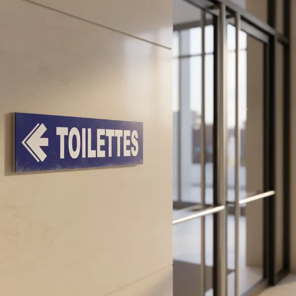 Panneau Toilettes à gauche – Panneau hôtel, restaurant, gîte