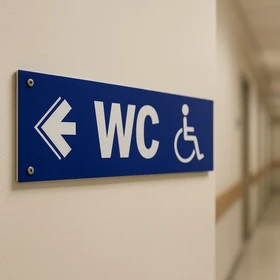 Panneau WC handicapés à gauche – Panneau hôtel, restaurant, gîte