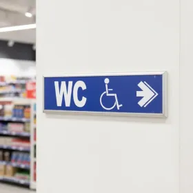 Panneau WC handicapés à droite – Panneau hôtel, restaurant, gîte