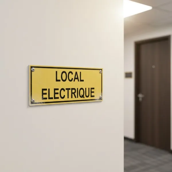 Panneau local électrique signalétique sécurité pour porte ou mur