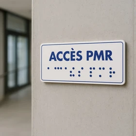 Plaque braille « Accès PMR » – signalétique tactile