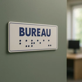 Plaque braille « Bureau » – porte accessible ERP