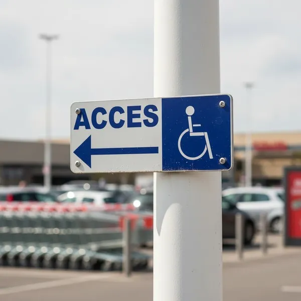 Panneau accès handicapé direction gauche | PMR