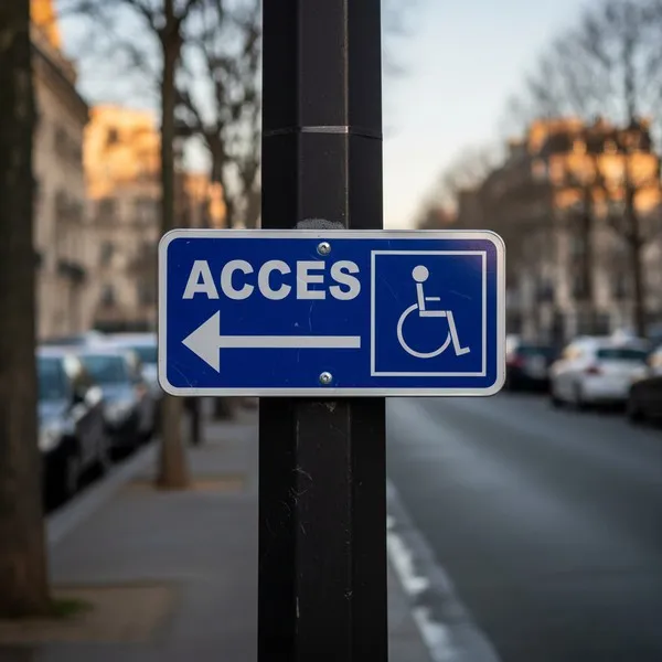 Panneau accès handicapé direction gauche | PMR