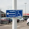 Panneau rampe d'accès PMR gauche – Signalétique handicapé