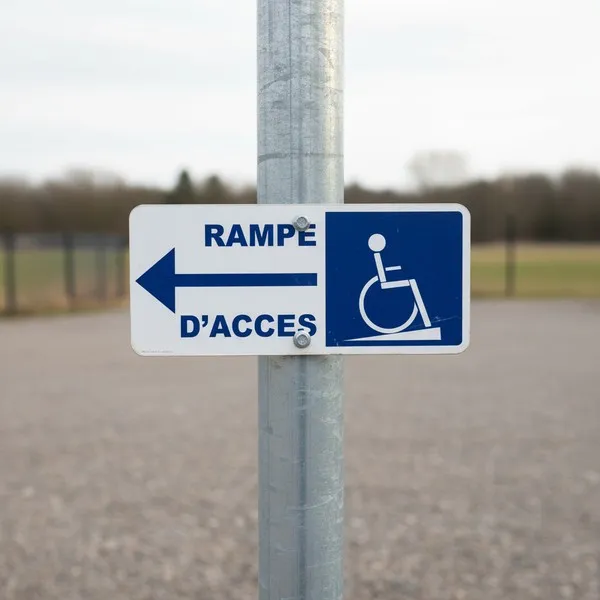 Panneau rampe d'accès PMR gauche – Signalétique handicapé