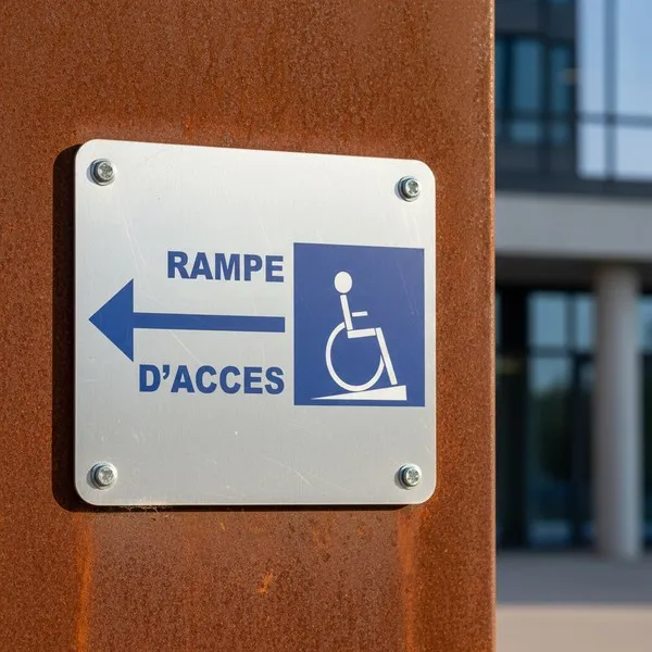 Panneau rampe d'accès PMR gauche – Signalétique handicapé