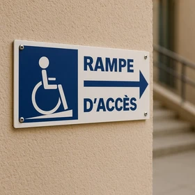 Panneau rampe d'accès handicapé PMR - Signalétique accessible