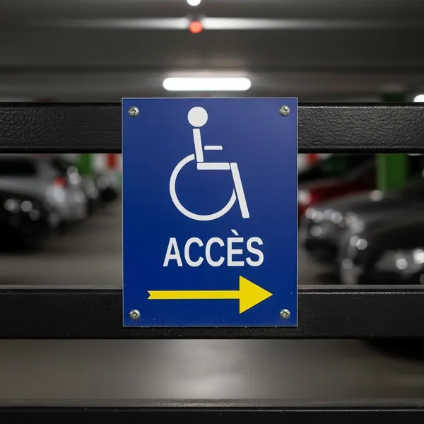 Panneau accès à droite handicapé – Panneau handicapé - PMR