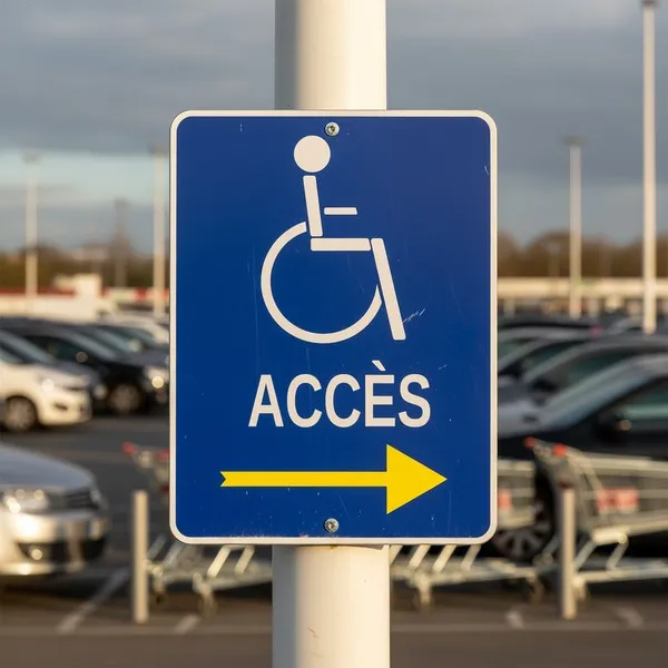 Panneau accès à droite handicapé – Panneau handicapé - PMR