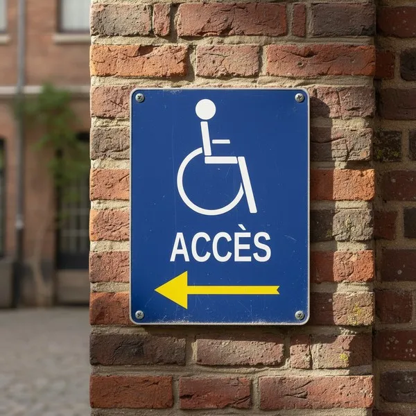 Panneau accès à gauche handicapé – Panneau handicapé - PMR