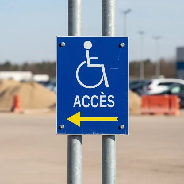 Panneau accès à gauche handicapé – Panneau handicapé - PMR