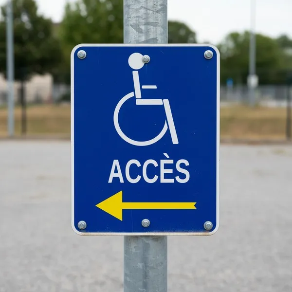 Panneau accès à gauche handicapé – Panneau handicapé - PMR