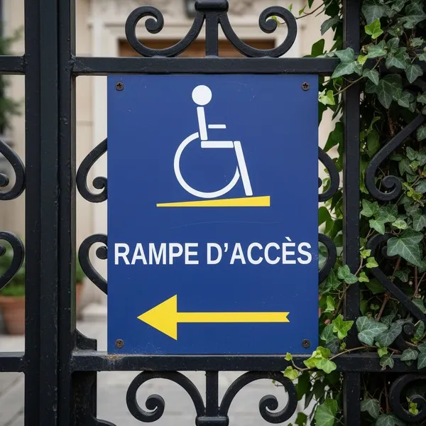 Panneau signalétique rampe d'accès PMR à gauche – handicap