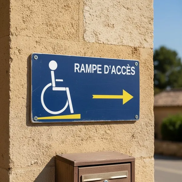 Panneau rampe d'accès à droite PMR – Panneau handicapé - PMR