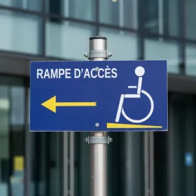 Panneau rampe accès PMR gauche