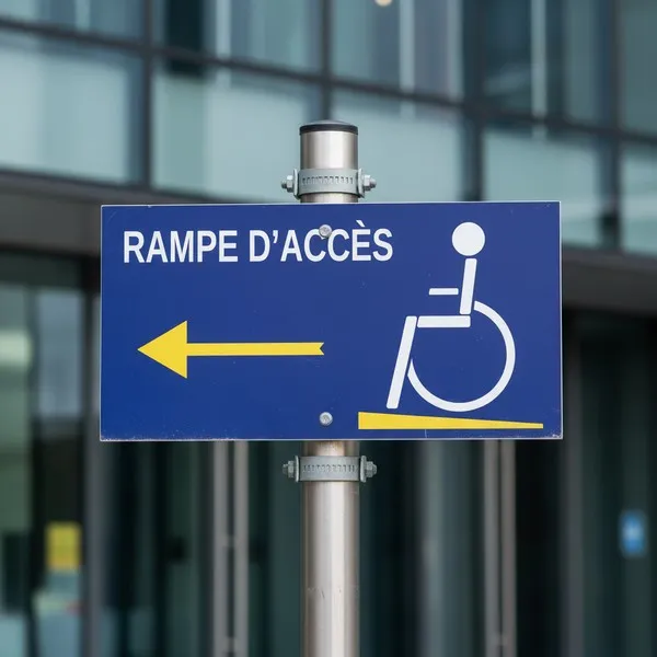 Panneau rampe accès PMR gauche – Signalétique handicapé