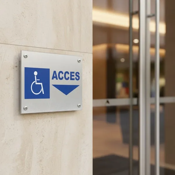 Panneau d'accès et direction handicapé (PMR) | Panneau PMR